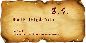 Benik Ifigénia névjegykártya